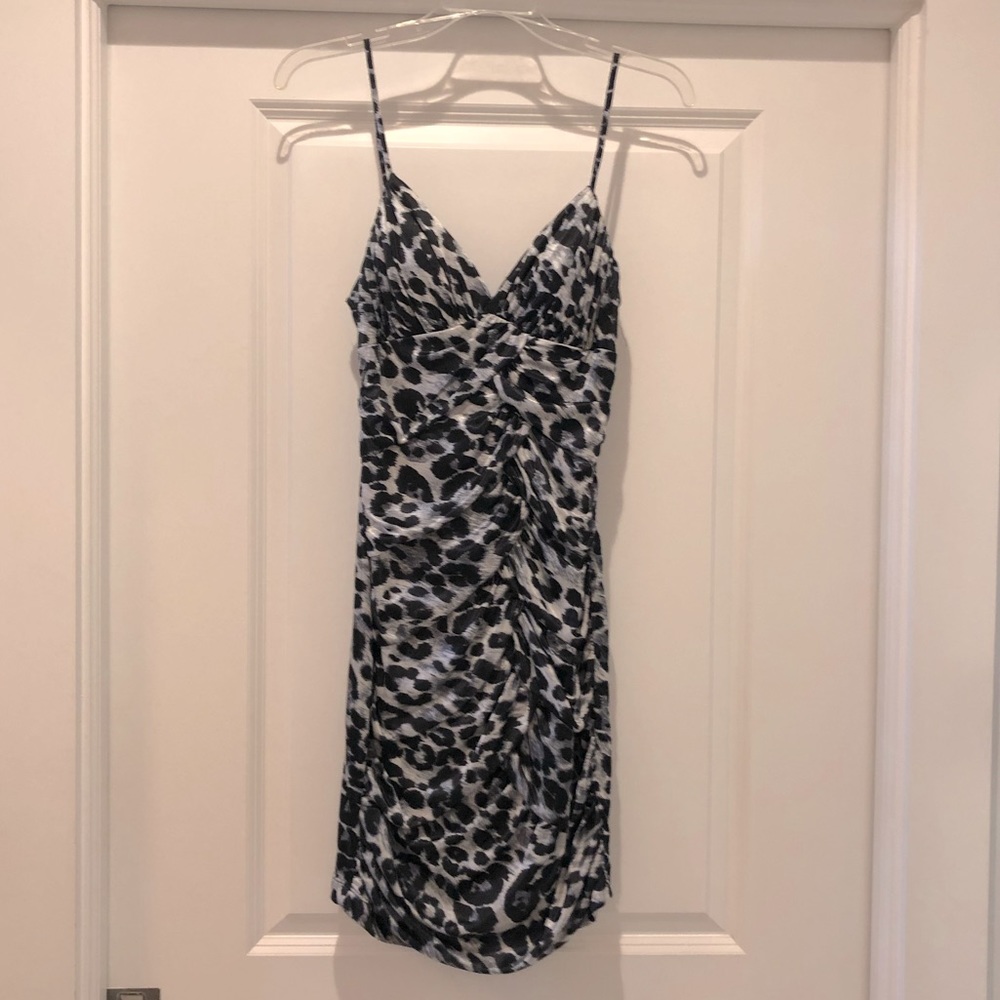 Leopard print black and white tight dress.